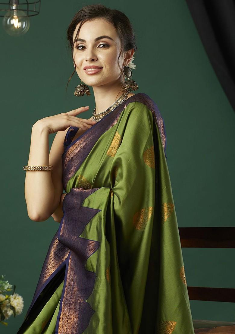 Green Zari Silk Saree Set