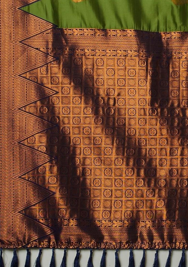 Green Zari Silk Saree Set