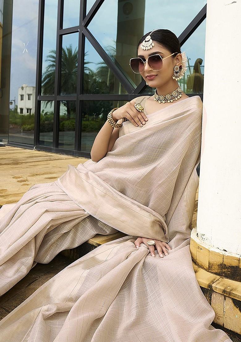 Brown Zari Bhagalpuri Silk Saree Set