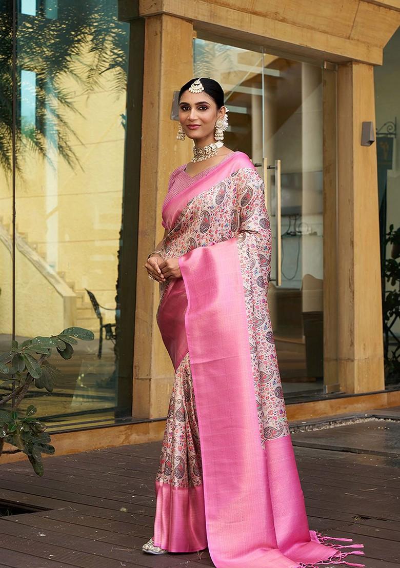 Pink Zari Kanjeevaram Silk Saree Set