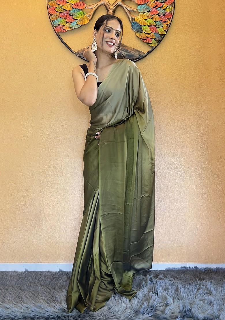 Green Embroidered Chiffon Saree Set