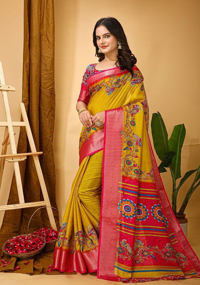 Yellow Zari Kanjeevaram Silk Saree Set