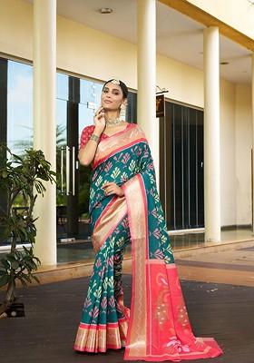 Green Zari Crepe Saree Set