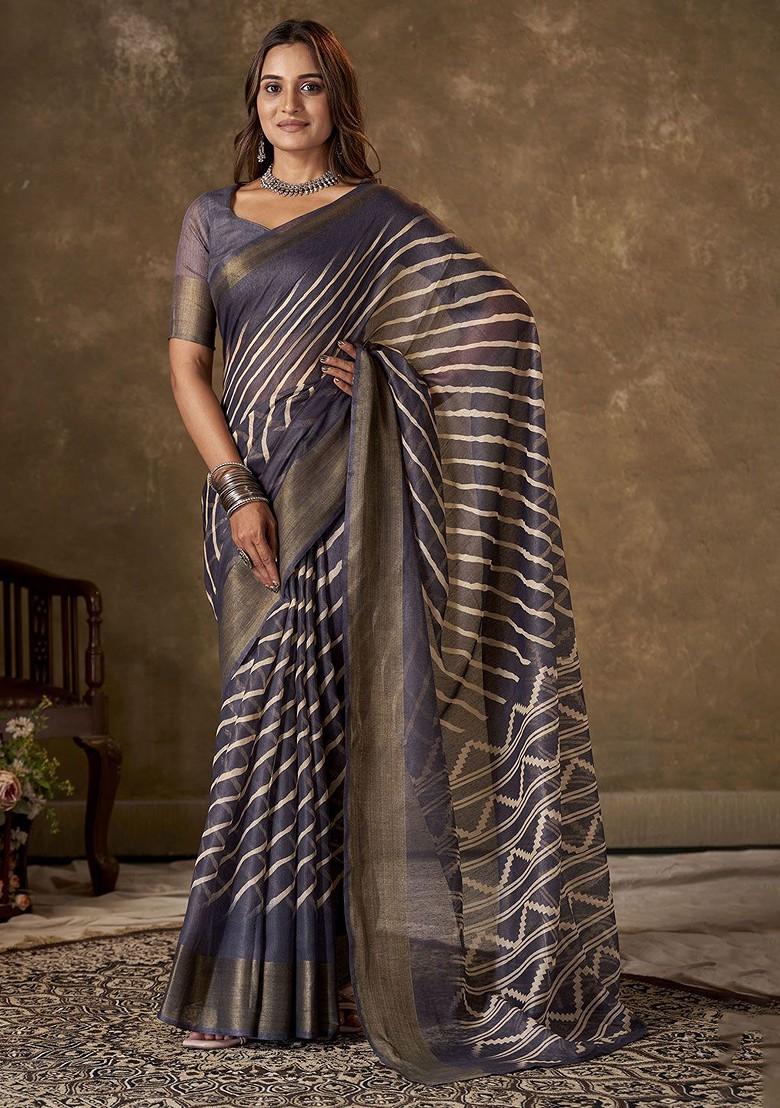 Grey Zari Cotton Saree Set