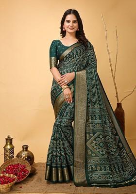 Green Zari Kanjeevaram Silk Saree Set