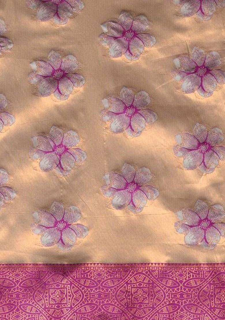 Brown Zari Silk Saree Set