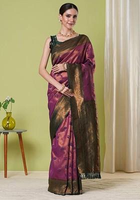 Red Zari Banarasi Saree Set