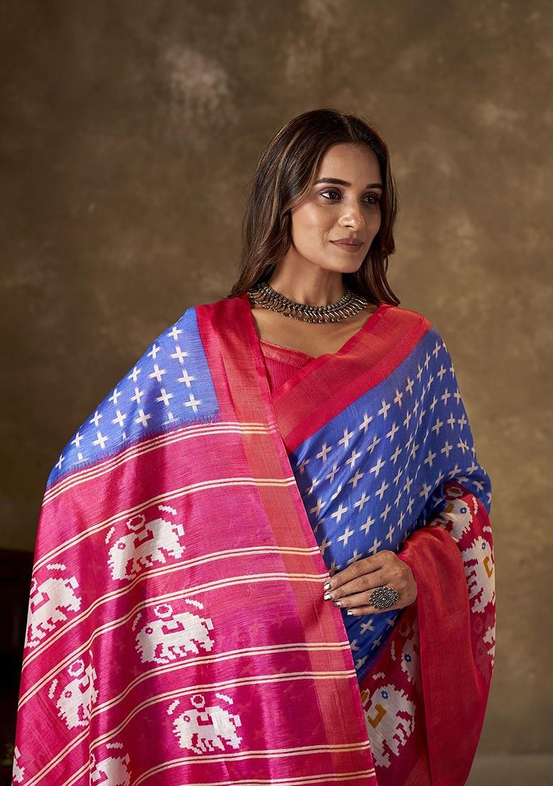 Blue Zari Cotton Saree Set