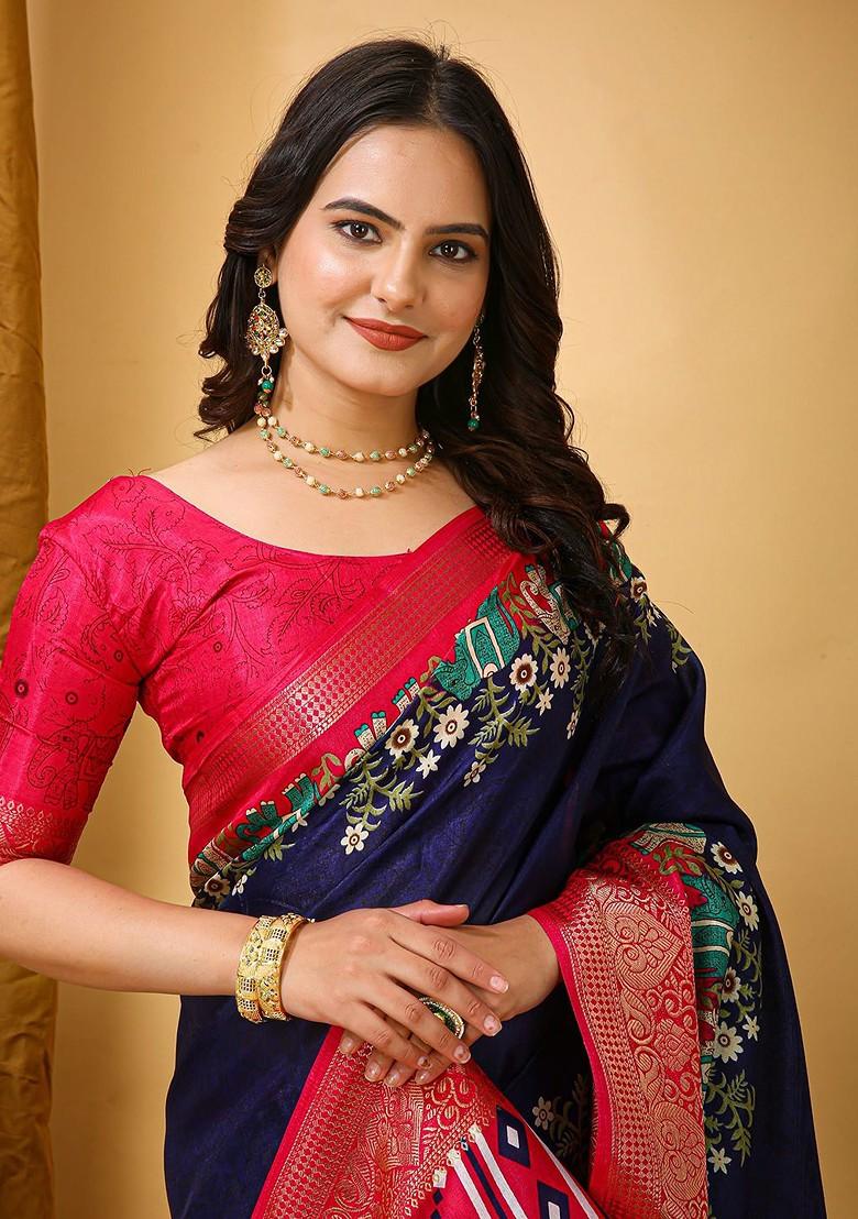 Blue Zari Kanjeevaram Silk Saree Set