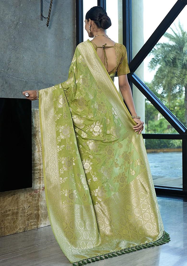 Green Zari Georgette Saree Set