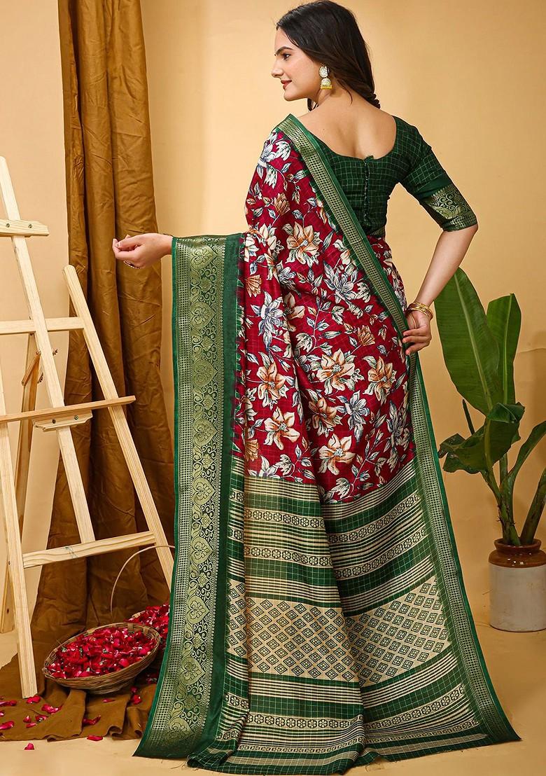 Red Zari Banarasi Saree Set