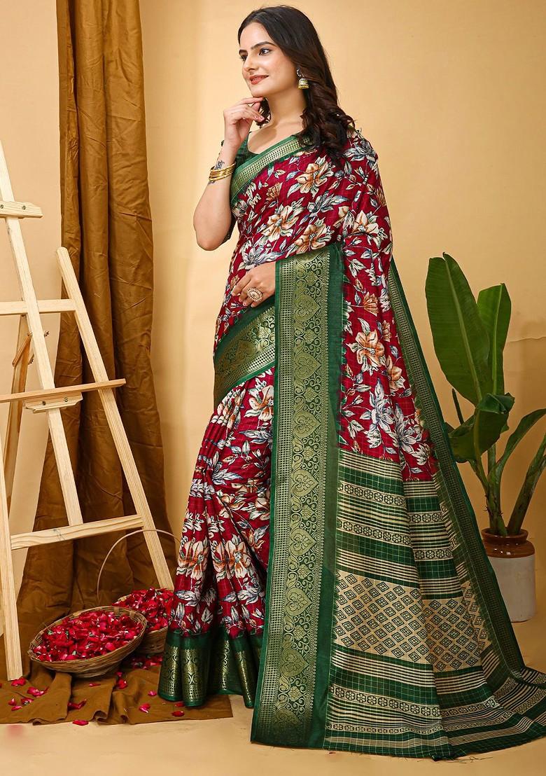 Red Zari Banarasi Saree Set
