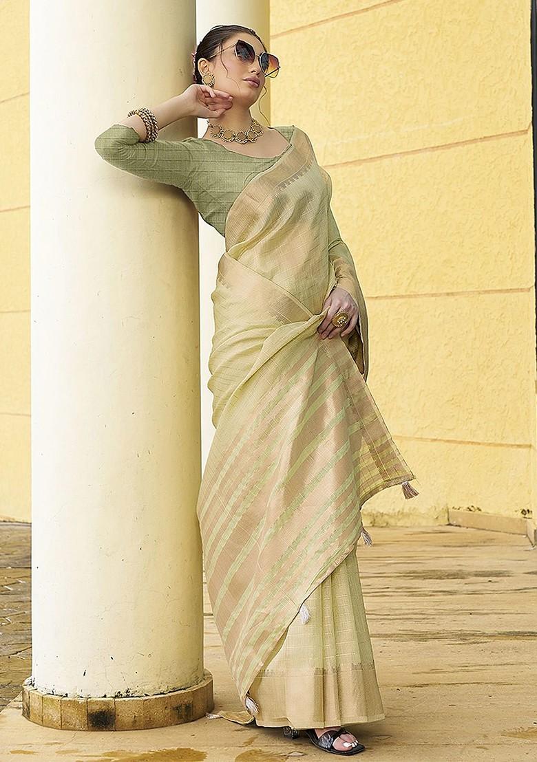 Green Zari Bhagalpuri Silk Saree Set