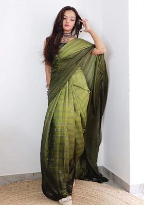 Green Zari Chiffon Saree Set