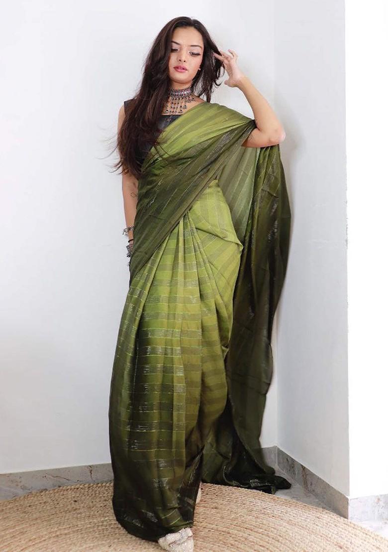 Green Zari Chiffon Saree Set