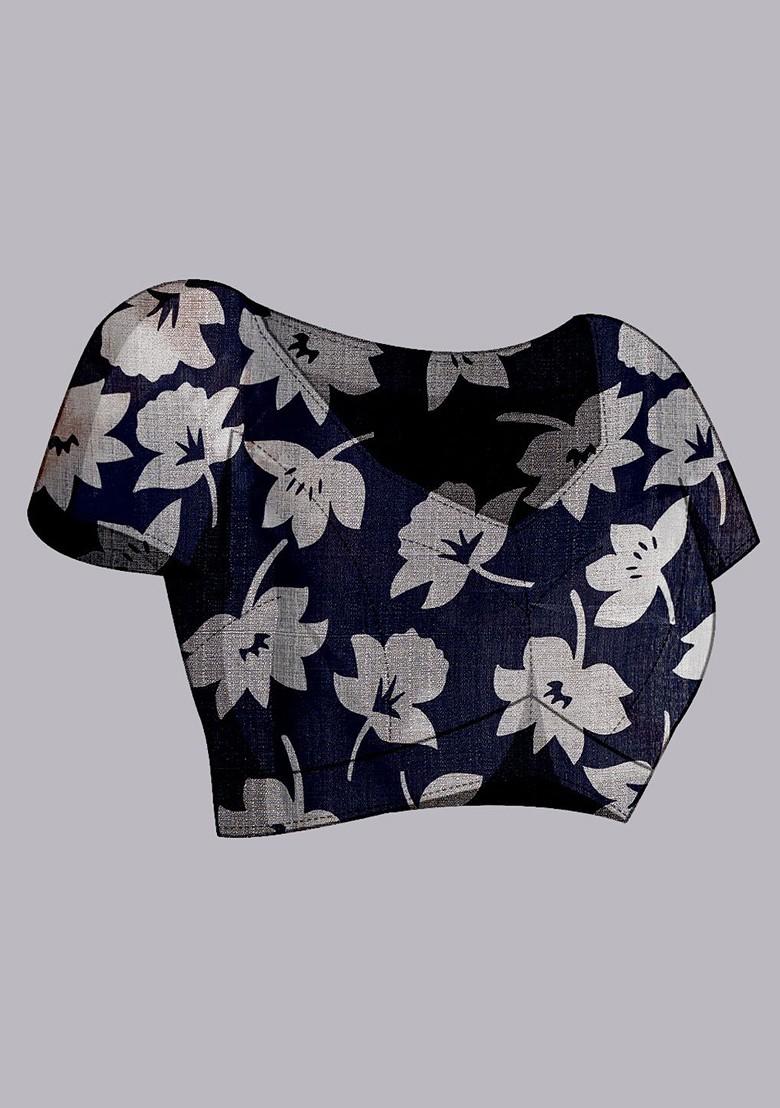 Grey Tie And Dye Silk Saree Set