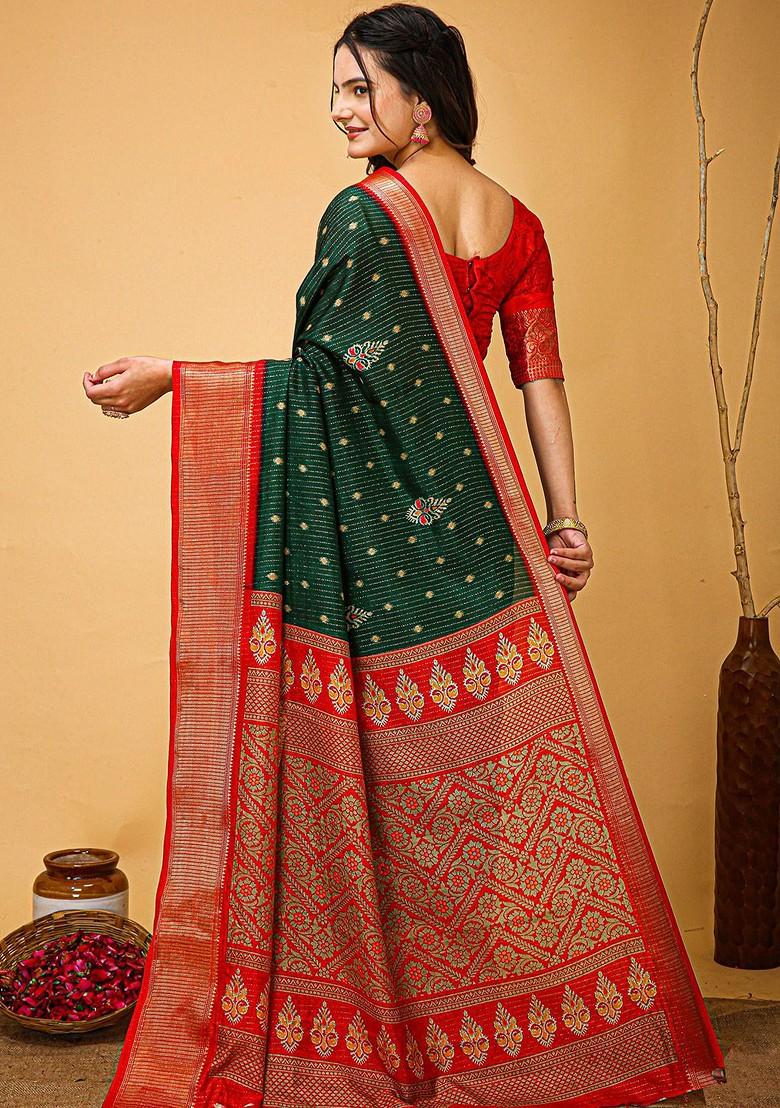 Green Zari Kanjeevaram Silk Saree Set