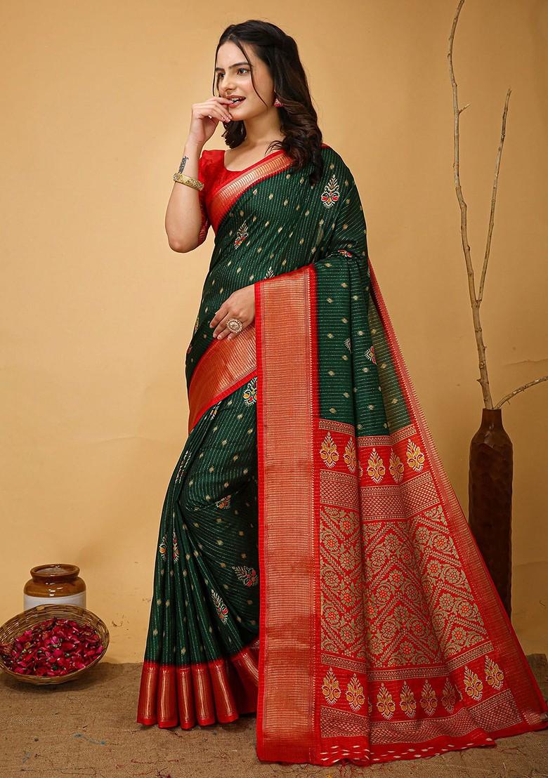 Green Zari Kanjeevaram Silk Saree Set