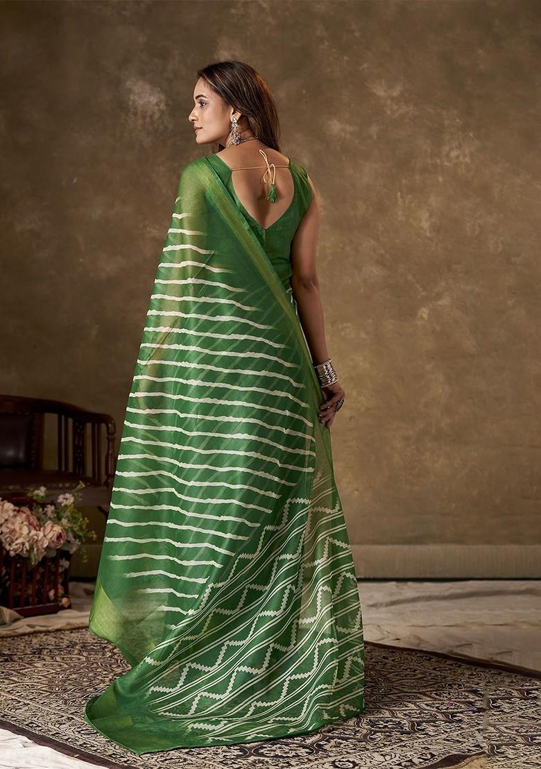 Green Zari Cotton Saree Set