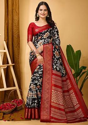 Black Zari Kanjeevaram Silk Saree Set