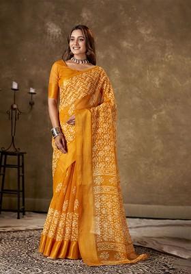 Yellow Zari Cotton Saree Set