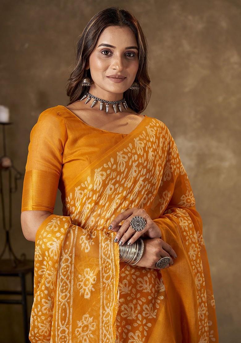 Yellow Zari Cotton Saree Set