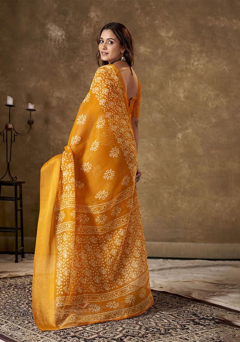 Yellow Zari Cotton Saree Set