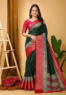 Green Zari Kanjeevaram Silk Saree Set