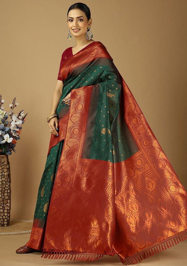 Green Zari Kanjeevaram Silk Saree Set