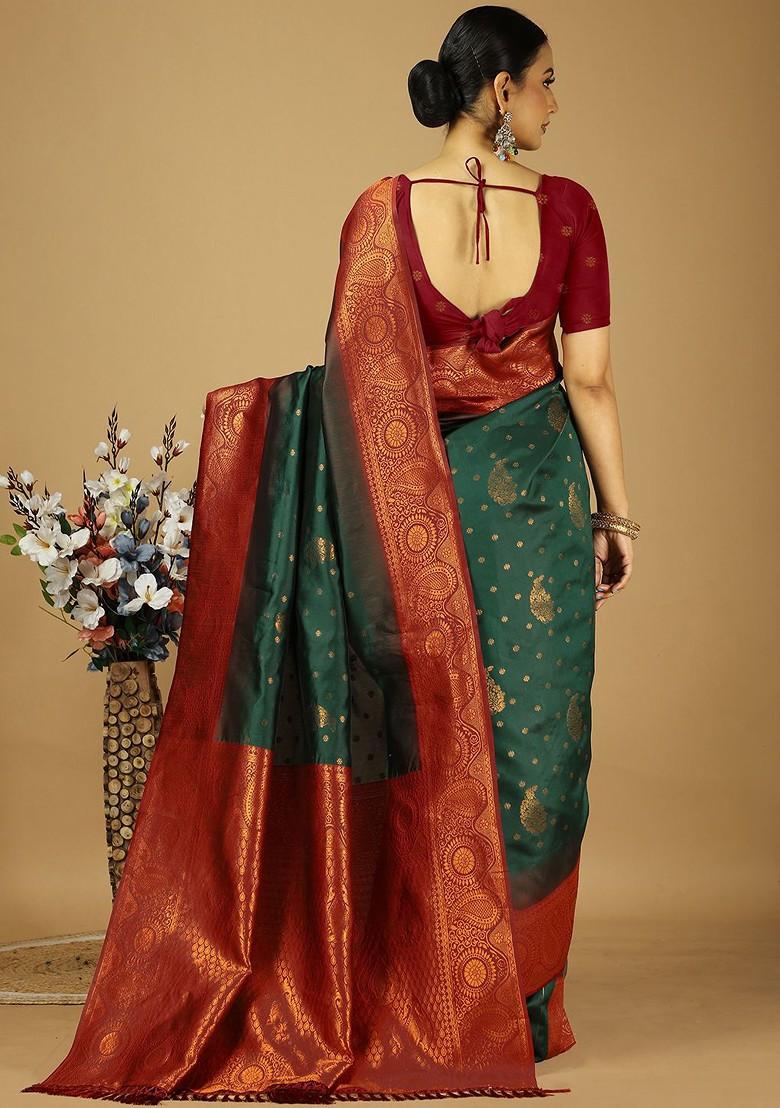 Green Zari Kanjeevaram Silk Saree Set