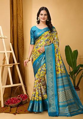 Yellow Zari Kanjeevaram Silk Saree Set