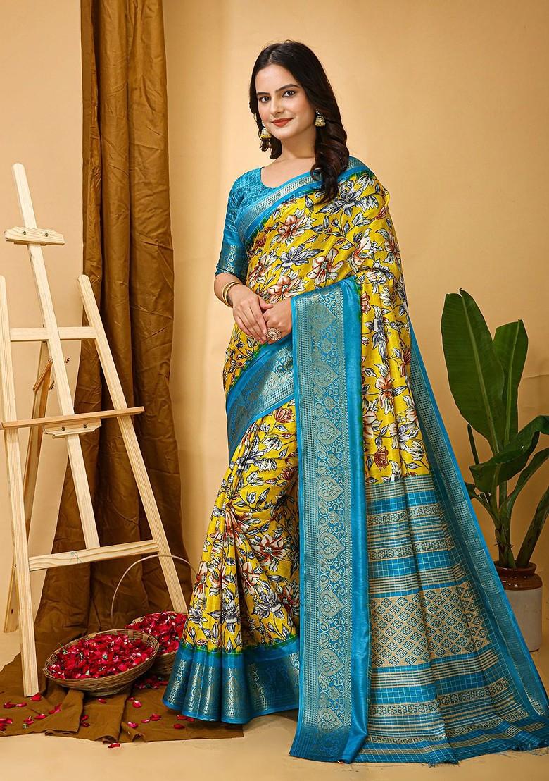 Yellow Zari Kanjeevaram Silk Saree Set