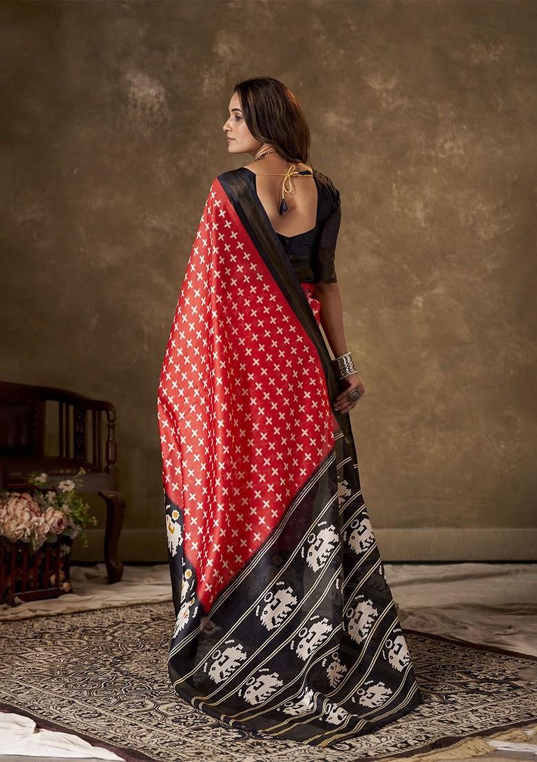 Red Zari Cotton Saree Set