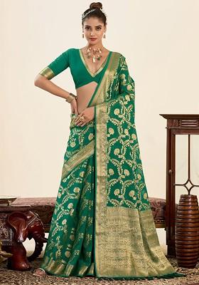 Green Zari Georgette Saree Set