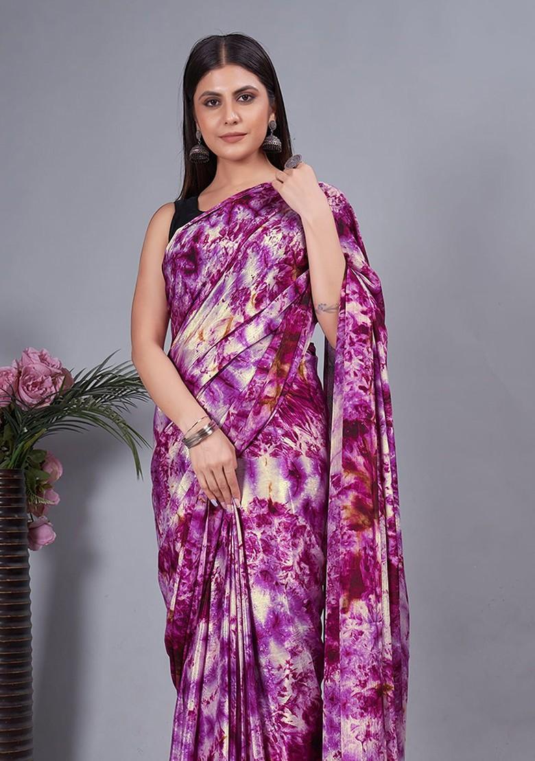 Pink Tie And Dye Chiffon Saree Set