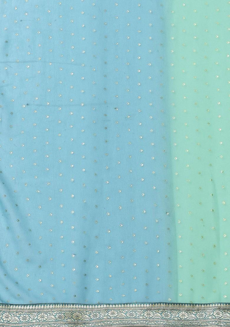 Blue Zari Banarasi Saree Set