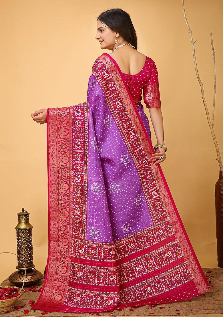 Lavender Zari Kanjeevaram Silk Saree Set