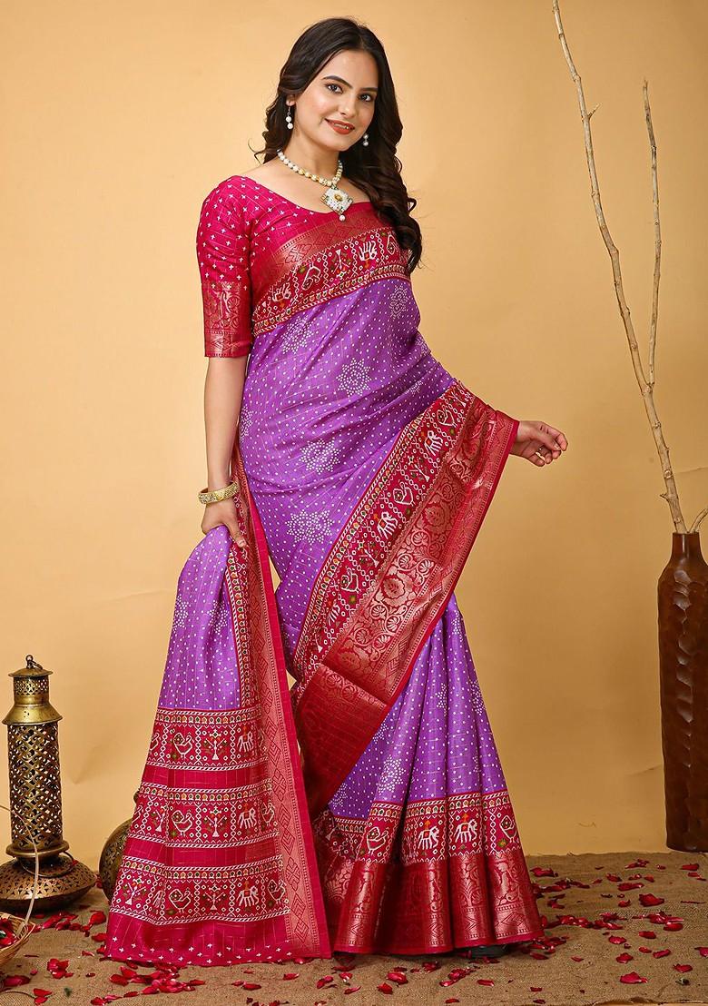 Lavender Zari Kanjeevaram Silk Saree Set