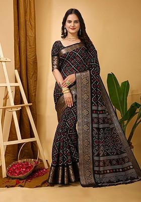 Black Zari Kanjeevaram Silk Saree Set