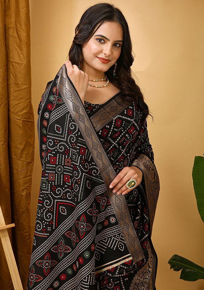 Black Zari Kanjeevaram Silk Saree Set