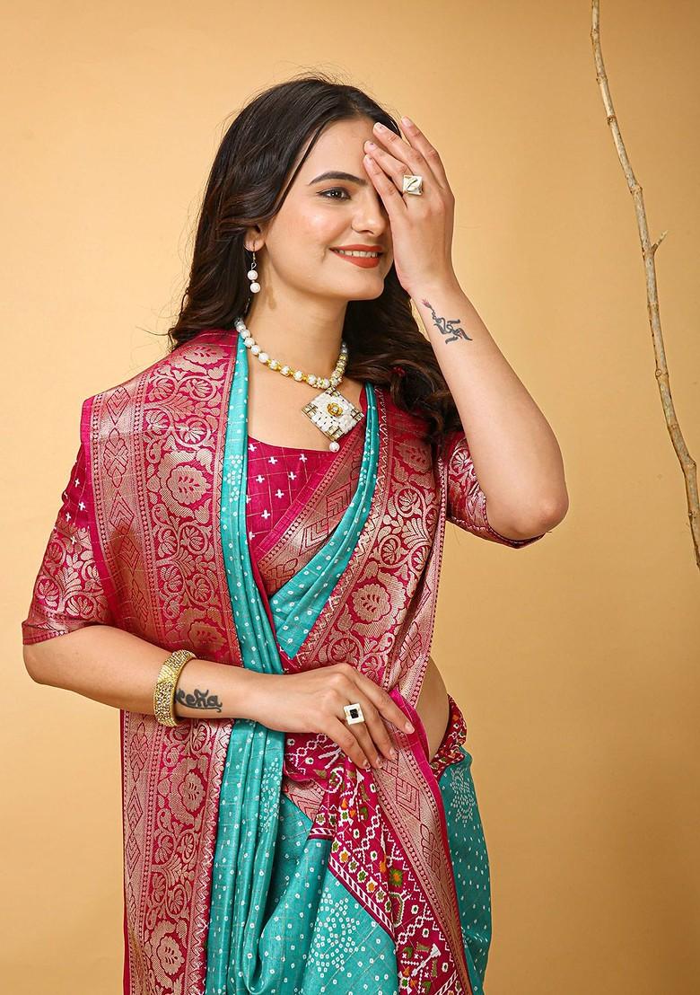 Blue Zari Cotton Saree Set