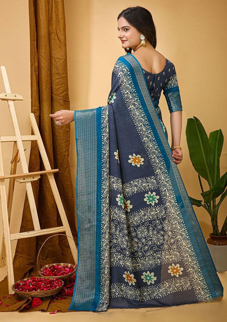 Blue Zari Banarasi Saree Set