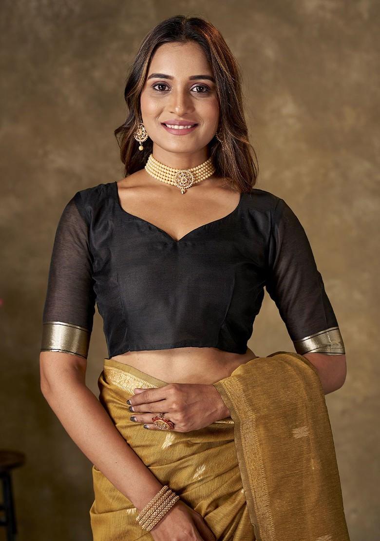 Yellow Embroidered Cotton Saree Set