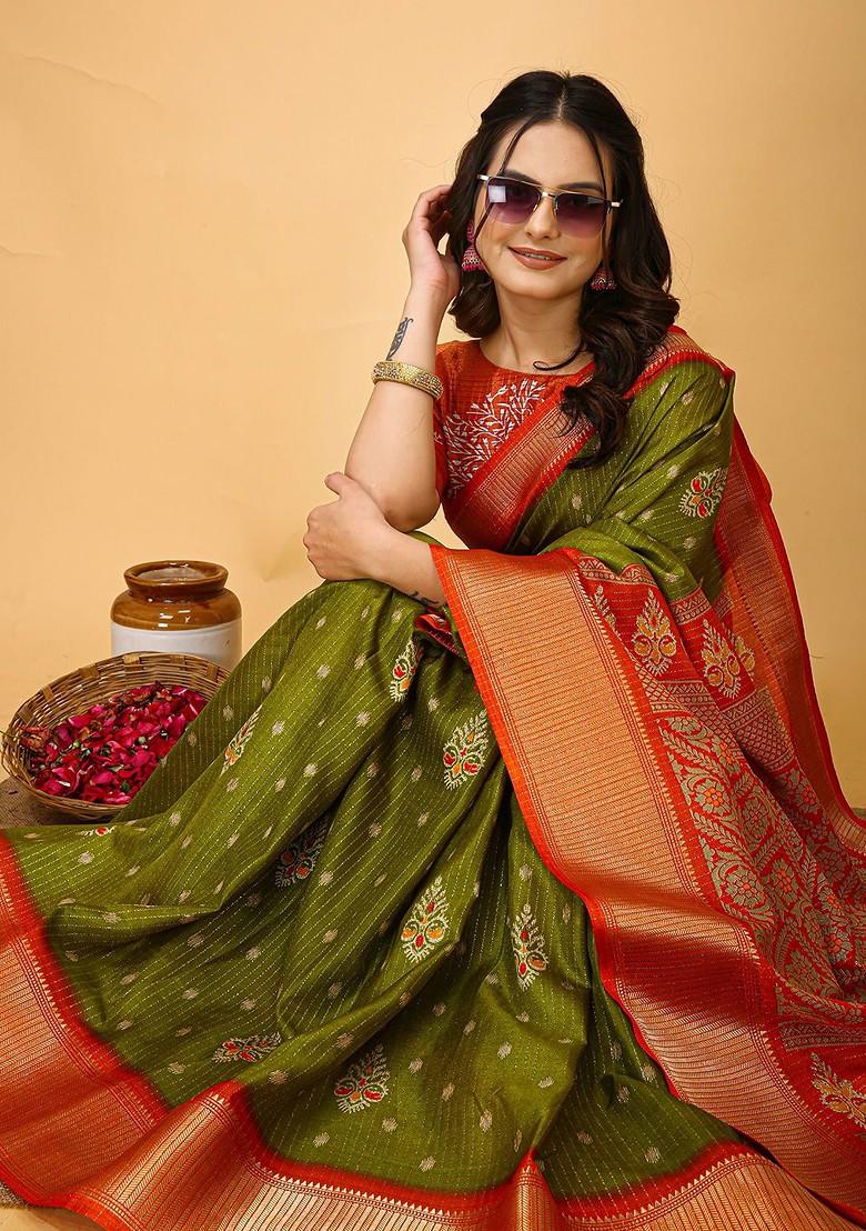 Green Zari Kanjeevaram Silk Saree Set
