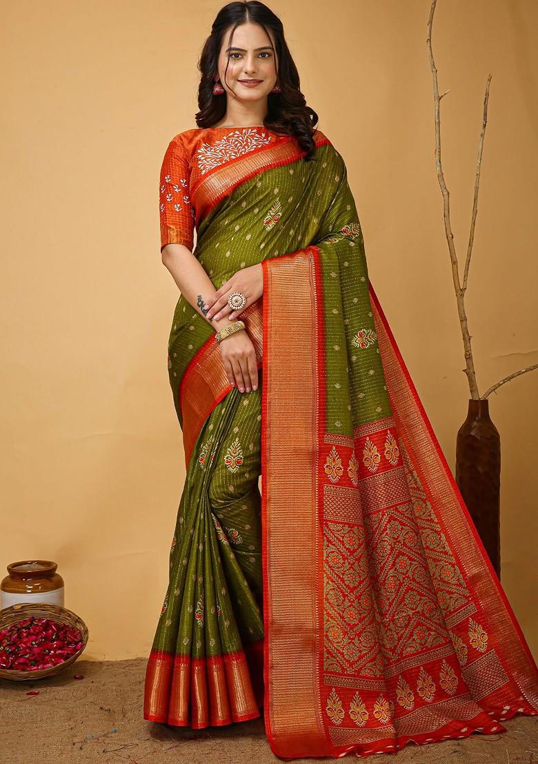 Green Zari Kanjeevaram Silk Saree Set