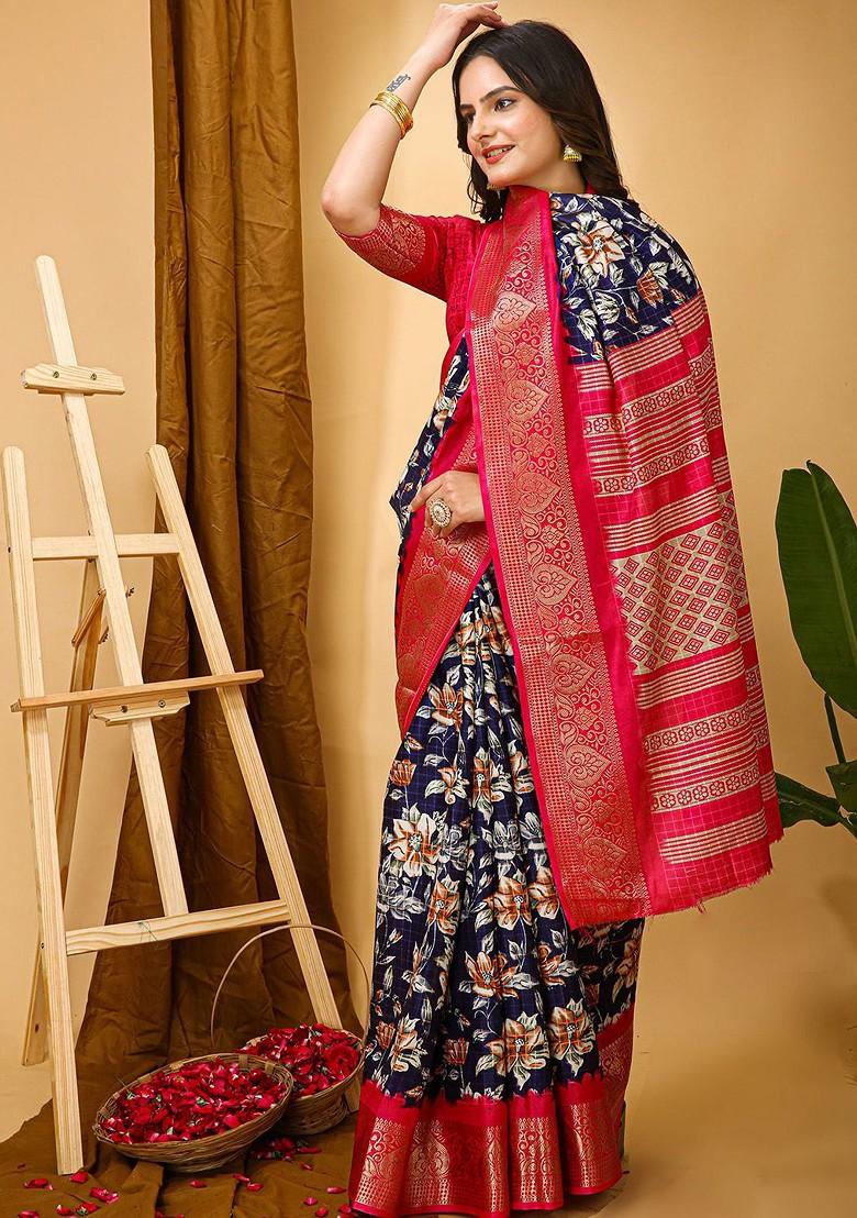 Blue Zari Banarasi Saree Set