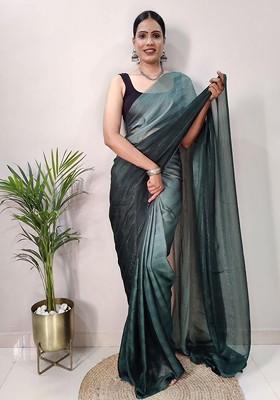 Sea Green Embroidered Chiffon Saree Set