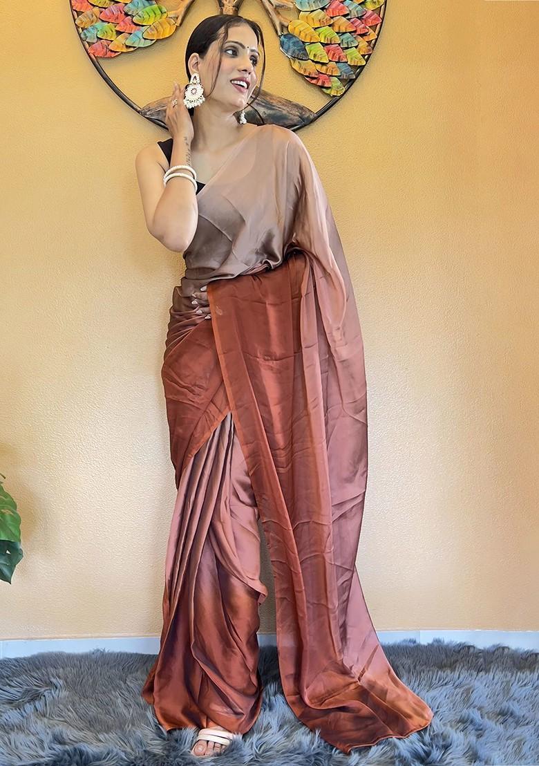 Red Embroidered Chiffon Saree Set