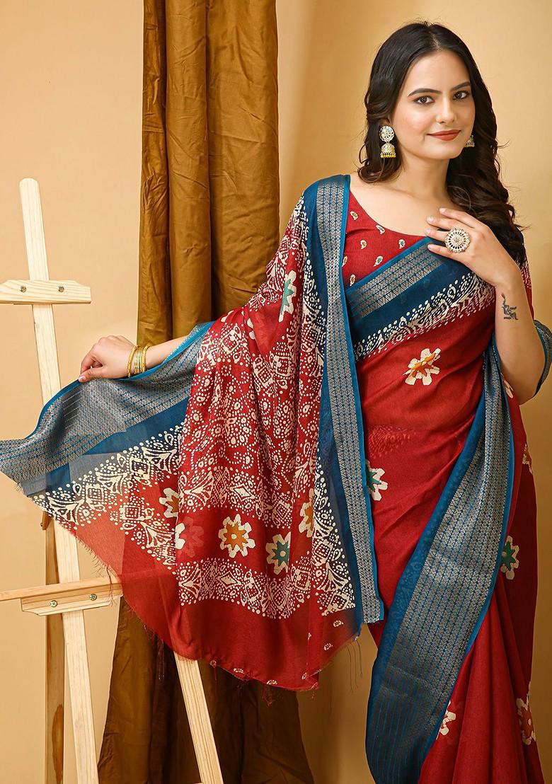 Red Zari Banarasi Saree Set