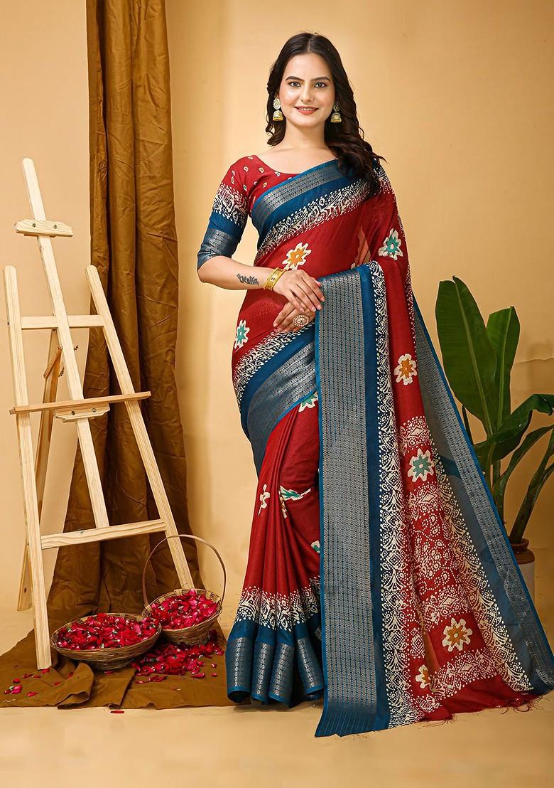 Red Zari Banarasi Saree Set